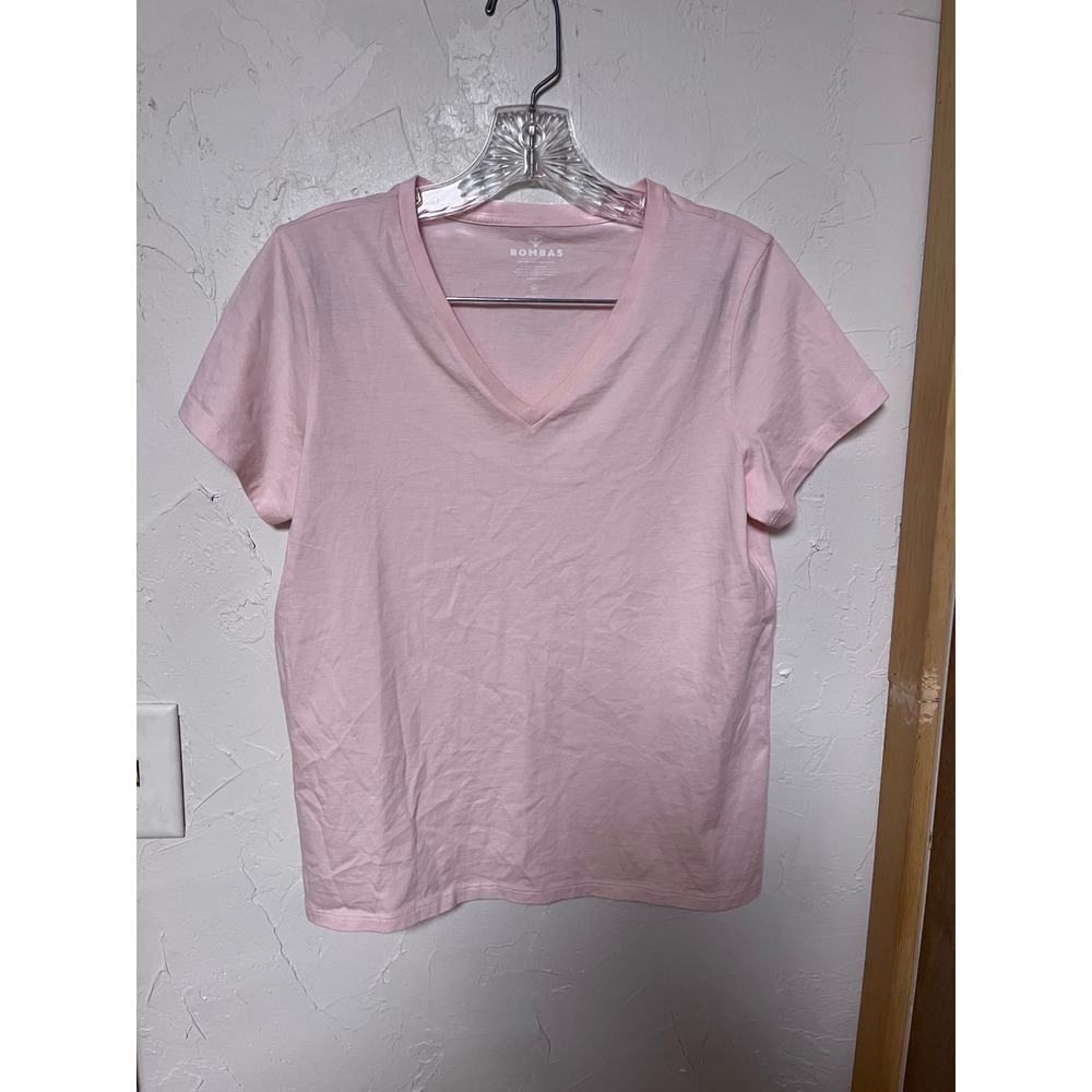 Bombas Womens Pink Pima Cotton V-Neck Short Sleeve T-Shirt Size XS Peru‎